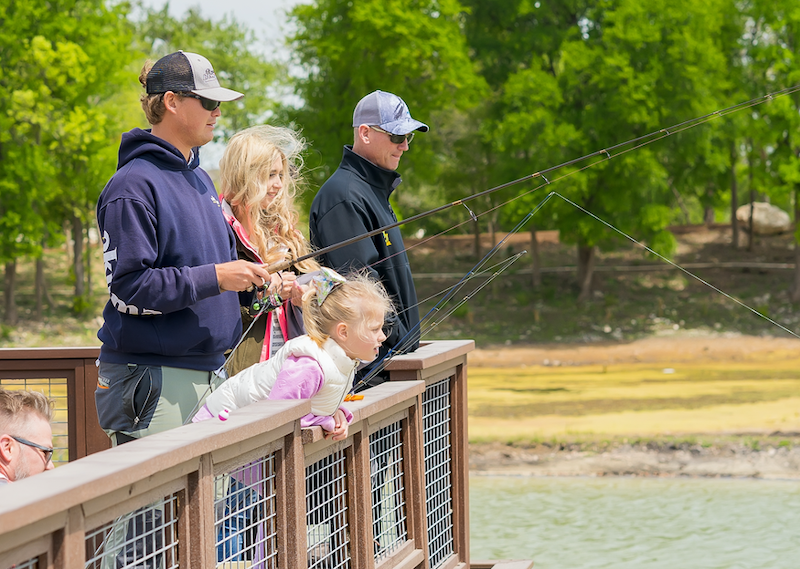 Young Family Fishing at MorningStar Pond, Georgetown, TX